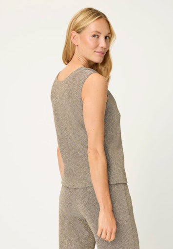 Olsen Gold Lurex Sleeveless Top with Shoulder Detail 11105225