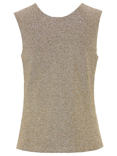 Olsen Gold Lurex Sleeveless Top with Shoulder Detail 11105225