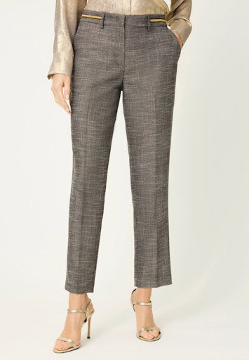 Olsen Black with Gold Lurex Fleck Smart Ankle-Skimming Straight Leg Trousers 14002465