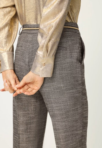 Olsen Black with Gold Lurex Fleck Smart Ankle-Skimming Straight Leg Trousers 14002465