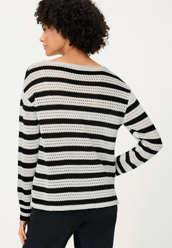 
Olsen White & Black Striped Knit Sweater