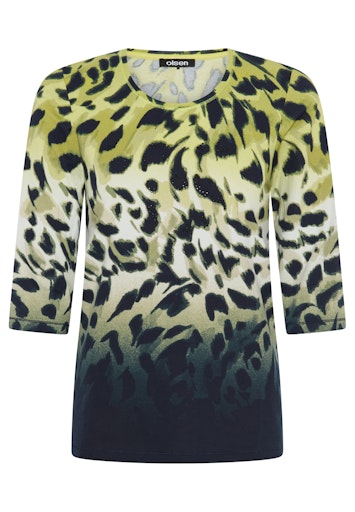 Olsen Lime Print Crew Neck 3/4 Sleeve T-Shirt