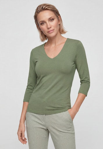 Olsen Moss Green V-Neck 3/4 Sleeve T-Shirt 