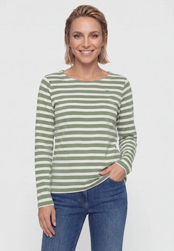 Olsen Moss Green Stripe Long Sleeve T-Shirt