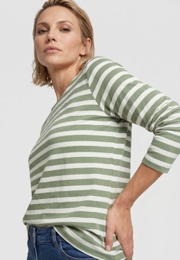 Olsen Moss Green Stripe Long Sleeve T-Shirt