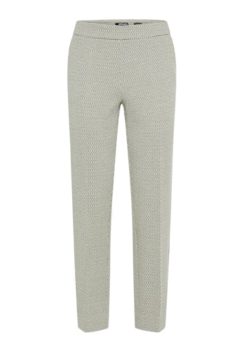 Olsen Moss Green Patterned Cropped Slim Leg Trousers