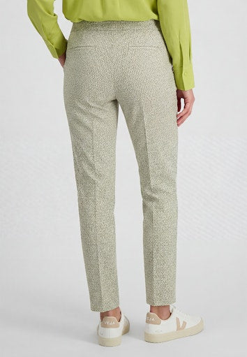 Olsen Moss Green Patterned Cropped Slim Leg Trousers