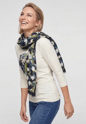 Olsen Moss Green Multi Print Viscose Scarf
