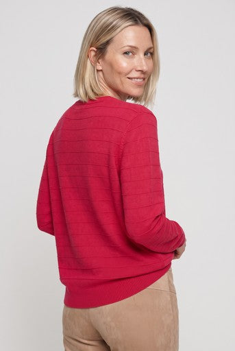 Olsen Berry Ribbed Crew Neck Sweater