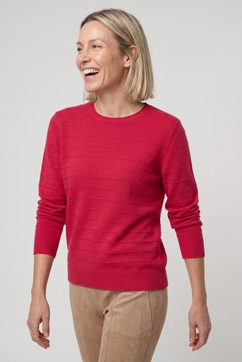 Olsen Berry Ribbed Crew Neck Sweater