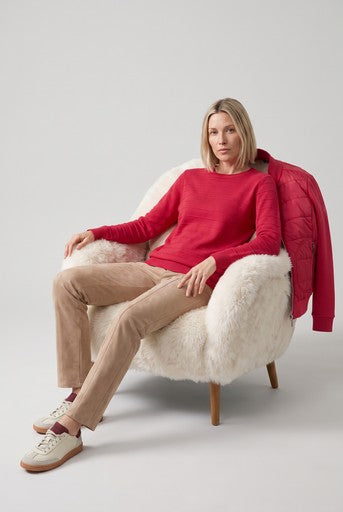 Olsen Berry Ribbed Crew Neck Sweater