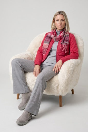 Olsen Berry Padded Jersey Jacket with High Collar, Zip Fastening & Pockets