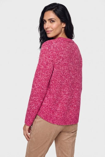 Olsen Berry Cotton Wool Blend Crew Neck Sweater with Longer Back Hem