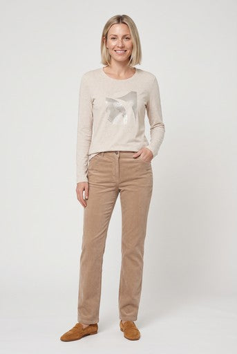 Olsen Hazelnut Baby Corduroy Straight Leg Trousers