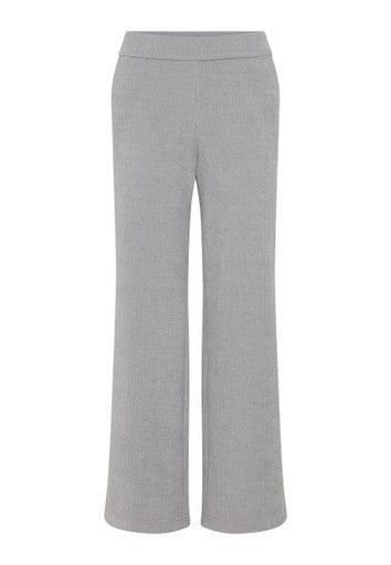 Olsen Grey Wide Leg Corduroy Trousers with Pull-On Waistband & Pockets