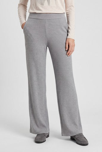 Olsen Grey Wide Leg Corduroy Trousers with Pull-On Waistband & Pockets