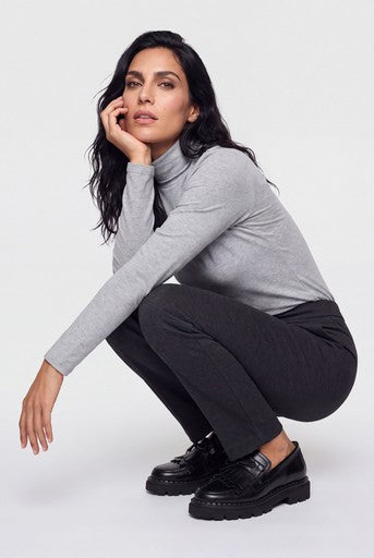 Olsen Anthracite Straight Leg Trousers with Elasticated Waistband & Pockets