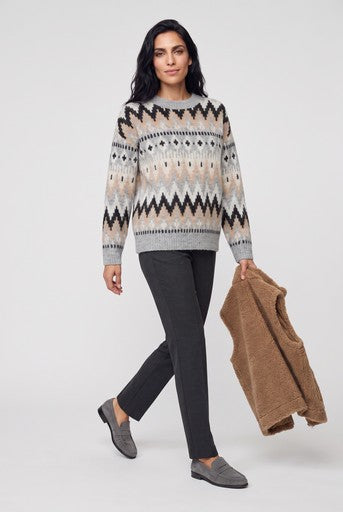 Olsen Grey FairIsle Crew Neck Sweater