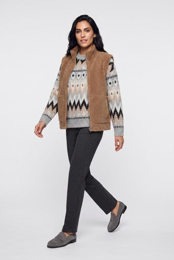 Olsen Grey FairIsle Crew Neck Sweater