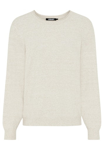 Olsen Almond Knit Sweater with Round Neck Long Sleeve Viscose Blend