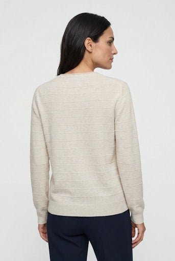 Olsen Almond Knit Sweater with Round Neck Long Sleeve Viscose Blend
