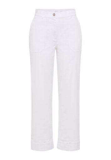 Olsen White Mona Straight-Leg Cropped Trousers