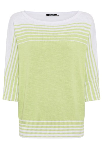 Olsen Lime Yellow Stripe Knit Top