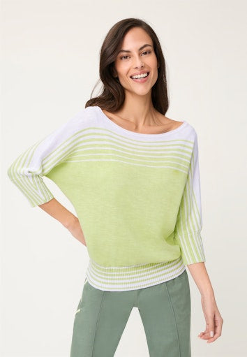 Olsen Lime Yellow Stripe Knit Top
