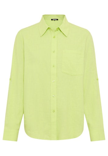 Olsen Lime Green Linen-Blend Shirt