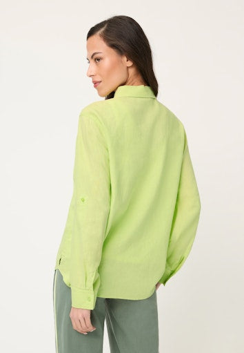 Olsen Lime Green Linen-Blend Shirt