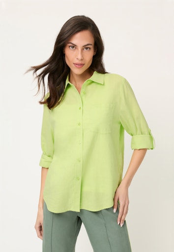 Olsen Lime Green Linen-Blend Shirt