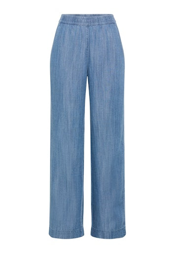 Olsen Denim Blue Wide-Leg Trousers with Elasticated Waistband