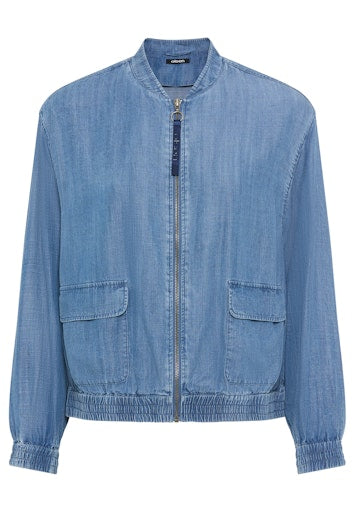 Olsen Denim Blue Bomber Jacket with Zip Fastening