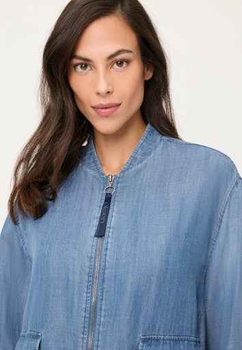 Olsen Denim Blue Bomber Jacket with Zip Fastening