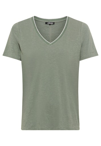 Olsen Khaki Cotton T-Shirt