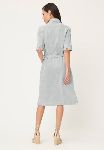 Olsen Khaki Fine Stripe Midi Short Sleeve Shirt Dress – 13002070