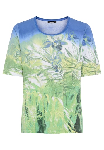 Olsen Jade & Blue Floral Fauna Print T-Shirt