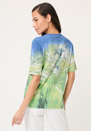 Olsen Jade & Blue Floral Fauna Print T-Shirt
