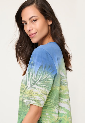 Olsen Jade & Blue Floral Fauna Print T-Shirt