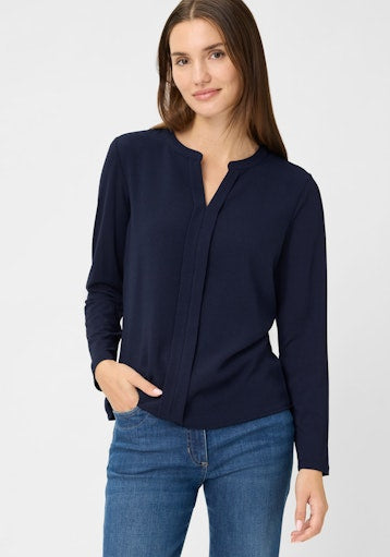Olsen V-Neck Long Sleeve Top in Ink Blue 11105250