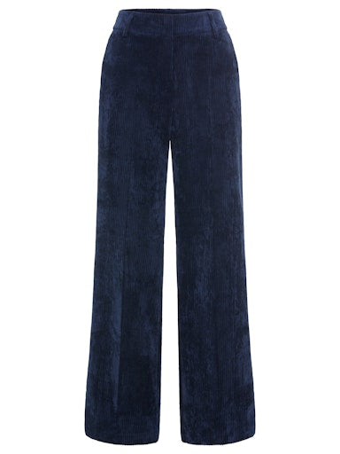 Olsen Wide Leg Corduroy Trousers with Side Pockets in an Ink Blue 14002478