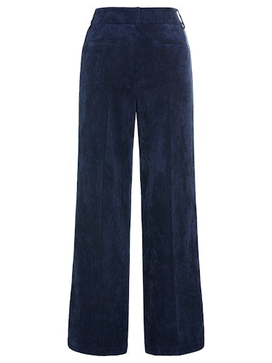 Olsen Wide Leg Corduroy Trousers with Side Pockets in an Ink Blue 14002478