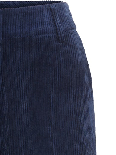 Olsen Wide Leg Corduroy Trousers with Side Pockets in an Ink Blue 14002478