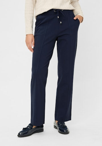 Olsen Casual Drawstring Trousers with Side Pockets in Ink 14002491