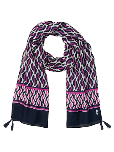 Olsen Long Viscose Scarf in Orchid & Black Print 18001997