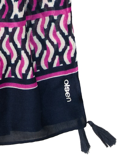 Olsen Long Viscose Scarf in Orchid & Black Print 18001997