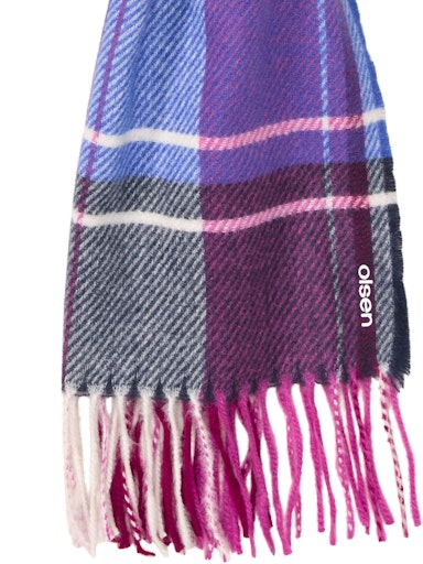Olsen Woven Berry Check Scarf with Tassel Edges 18002000