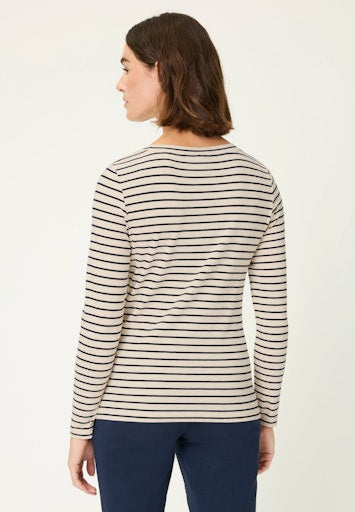 Olsen Beige Fine Stripe Long Sleeve T-Shirt 11105301