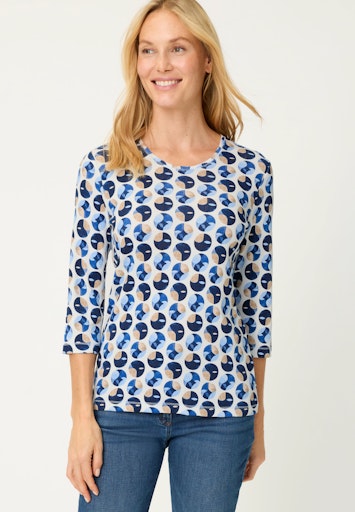 Olsen 3/4 Sleeve Abstract Dot Cotton T-Shirt 11105296