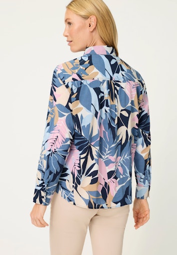 Olsen Blue Bold Leaf Print Relaxed Fit Long Sleeve Shirt – 12002179